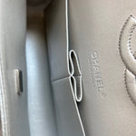 CHANEL Handbag 21K Silver Metallic Caviar Quilted Classic Double Flap Medium Silver Hardware - Redeluxe