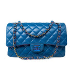 CHANEL Handbag 21P Blue Lambskin Quilted Classic Flap Medium Rainbow Hardware - Redeluxe