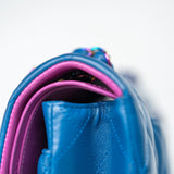 CHANEL Handbag 21P Blue Lambskin Quilted Classic Flap Medium Rainbow Hardware - Redeluxe