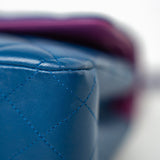 CHANEL Handbag 21P Blue Lambskin Quilted Classic Flap Medium Rainbow Hardware - Redeluxe