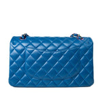 CHANEL Handbag 21P Blue Lambskin Quilted Classic Flap Medium Rainbow Hardware - Redeluxe