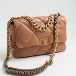 CHANEL Handbag 21P Caramel Lambskin Quilted 19 Flap Large Mixed Hardware - Redeluxe
