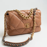 CHANEL Handbag 21P Caramel Lambskin Quilted 19 Flap Large Mixed Hardware - Redeluxe