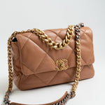 CHANEL Handbag 21P Caramel Lambskin Quilted 19 Flap Large Mixed Hardware - Redeluxe