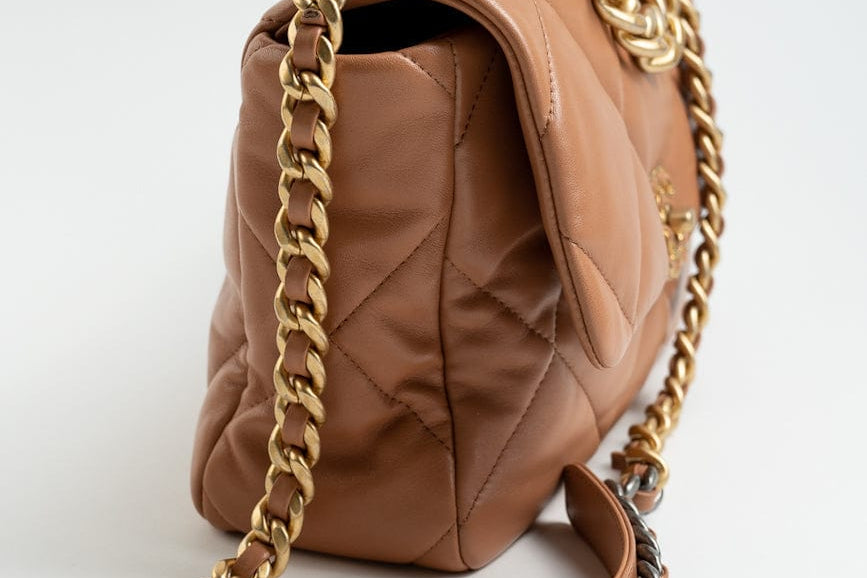 CHANEL Handbag 21P Caramel Lambskin Quilted 19 Flap Large Mixed Hardware - Redeluxe