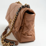 CHANEL Handbag 21P Caramel Lambskin Quilted 19 Flap Large Mixed Hardware - Redeluxe