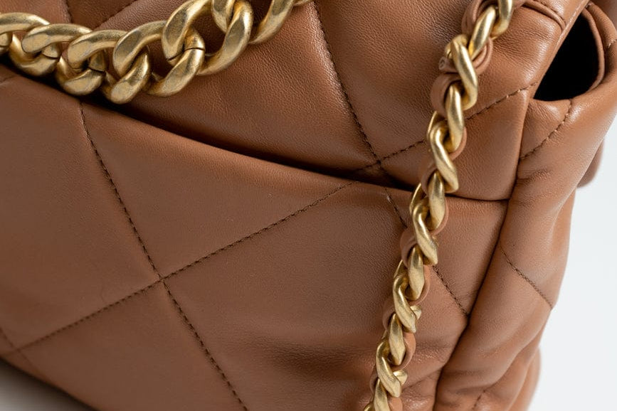 CHANEL Handbag 21P Caramel Lambskin Quilted 19 Flap Large Mixed Hardware - Redeluxe