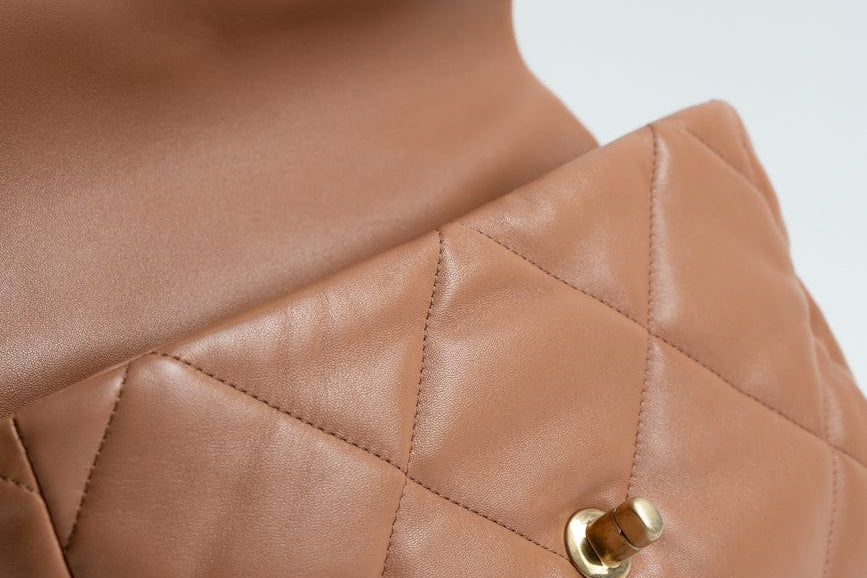 CHANEL Handbag 21P Caramel Lambskin Quilted 19 Flap Large Mixed Hardware - Redeluxe