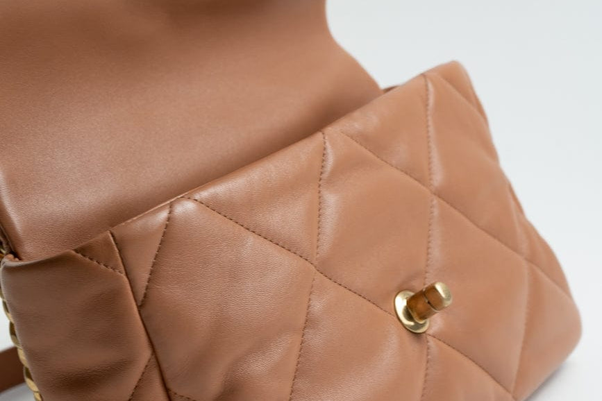 CHANEL Handbag 21P Caramel Lambskin Quilted 19 Flap Large Mixed Hardware - Redeluxe