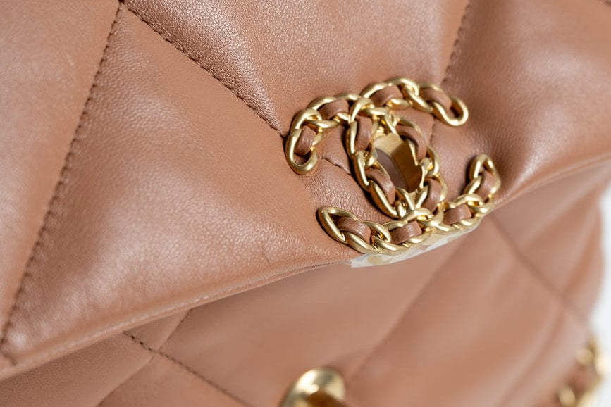 CHANEL Handbag 21P Caramel Lambskin Quilted 19 Flap Large Mixed Hardware - Redeluxe