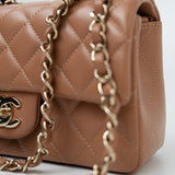 CHANEL Handbag 21P Caramel Lambskin Quilted Mini Rectangular Single Flap LGHW - Redeluxe