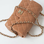 CHANEL Handbag 21P Caramel Lambskin Quilted Mini Rectangular Single Flap LGHW - Redeluxe