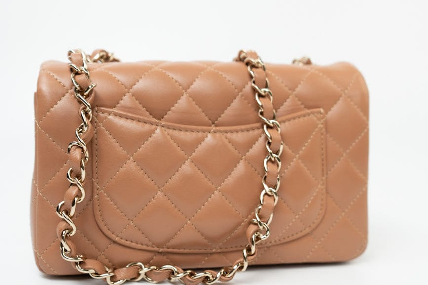 CHANEL Handbag 21P Caramel Lambskin Quilted Mini Rectangular Single Flap LGHW - Redeluxe