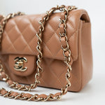 CHANEL Handbag 21P Caramel Lambskin Quilted Mini Rectangular Single Flap LGHW - Redeluxe