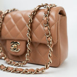CHANEL Handbag 21P Caramel Lambskin Quilted Mini Rectangular Single Flap LGHW - Redeluxe