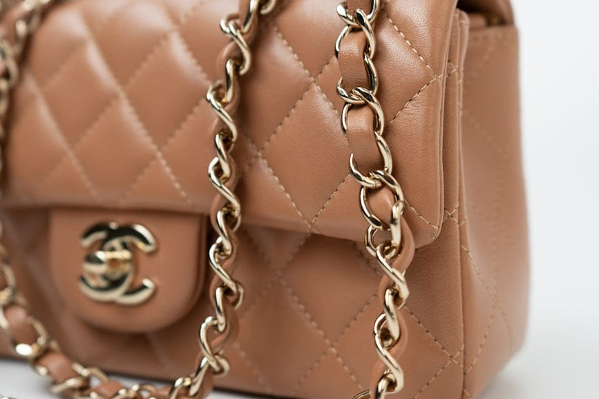 CHANEL Handbag 21P Caramel Lambskin Quilted Mini Rectangular Single Flap LGHW - Redeluxe