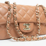 CHANEL Handbag 21P Caramel Lambskin Quilted Mini Rectangular Single Flap LGHW - Redeluxe