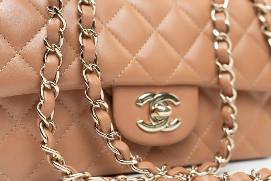 CHANEL Handbag 21P Caramel Lambskin Quilted Mini Rectangular Single Flap LGHW - Redeluxe