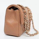 CHANEL Handbag 21P Caramel Lambskin Quilted Mini Rectangular Single Flap LGHW - Redeluxe