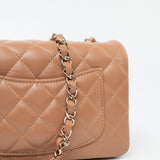 CHANEL Handbag 21P Caramel Lambskin Quilted Mini Rectangular Single Flap LGHW - Redeluxe