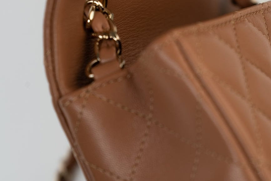 CHANEL Handbag 21P Caramel Lambskin Quilted Mini Rectangular Single Flap LGHW - Redeluxe