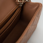 CHANEL Handbag 21P Caramel Lambskin Quilted Mini Rectangular Single Flap LGHW - Redeluxe