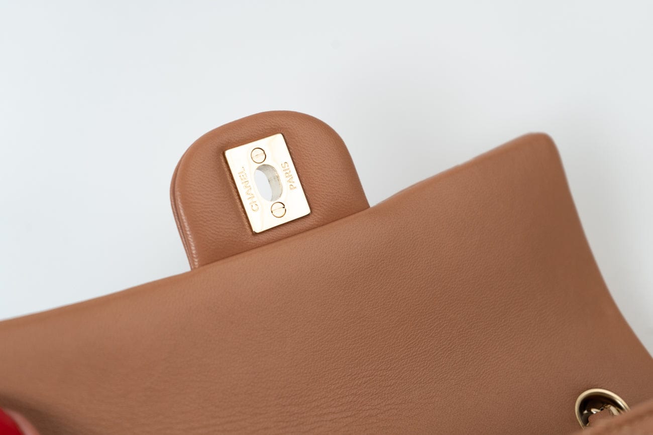 CHANEL Handbag 21P Caramel Lambskin Quilted Mini Rectangular Single Flap LGHW - Redeluxe