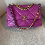 CHANEL Handbag 21P Magenta Lambskin Quilted 19 Flap Large Mixed Hardware - Redeluxe
