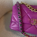 CHANEL Handbag 21P Magenta Lambskin Quilted 19 Flap Large Mixed Hardware - Redeluxe