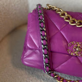 CHANEL Handbag 21P Magenta Lambskin Quilted 19 Flap Large Mixed Hardware - Redeluxe