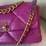 CHANEL Handbag 21P Magenta Lambskin Quilted 19 Flap Large Mixed Hardware - Redeluxe