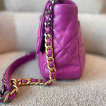 CHANEL Handbag 21P Magenta Lambskin Quilted 19 Flap Large Mixed Hardware - Redeluxe
