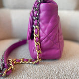 CHANEL Handbag 21P Magenta Lambskin Quilted 19 Flap Large Mixed Hardware - Redeluxe