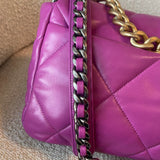 CHANEL Handbag 21P Magenta Lambskin Quilted 19 Flap Large Mixed Hardware - Redeluxe
