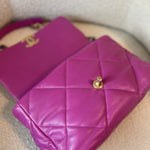 CHANEL Handbag 21P Magenta Lambskin Quilted 19 Flap Large Mixed Hardware - Redeluxe