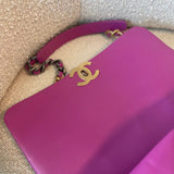 CHANEL Handbag 21P Magenta Lambskin Quilted 19 Flap Large Mixed Hardware - Redeluxe