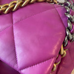 CHANEL Handbag 21P Magenta Lambskin Quilted 19 Flap Large Mixed Hardware - Redeluxe