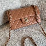 CHANEL Handbag 21P Mini Rectangular Caramel Lambskin Quilted Flap LGHW - Redeluxe