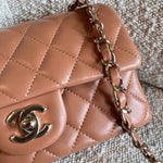CHANEL Handbag 21P Mini Rectangular Caramel Lambskin Quilted Flap LGHW - Redeluxe