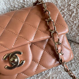 CHANEL Handbag 21P Mini Rectangular Caramel Lambskin Quilted Flap LGHW - Redeluxe