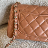 CHANEL Handbag 21P Mini Rectangular Caramel Lambskin Quilted Flap LGHW - Redeluxe