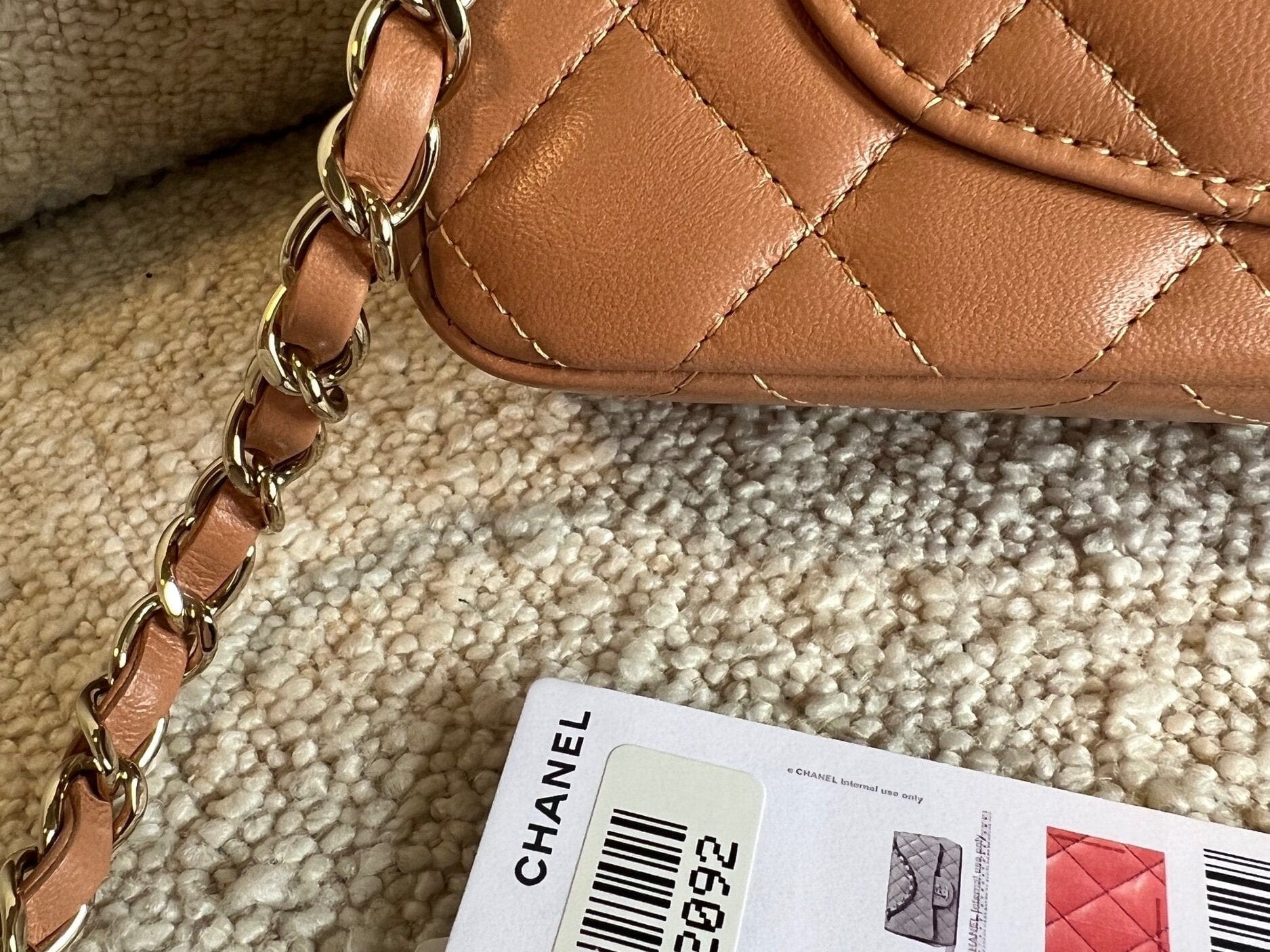 CHANEL Handbag 21P Mini Rectangular Caramel Lambskin Quilted Flap LGHW - Redeluxe