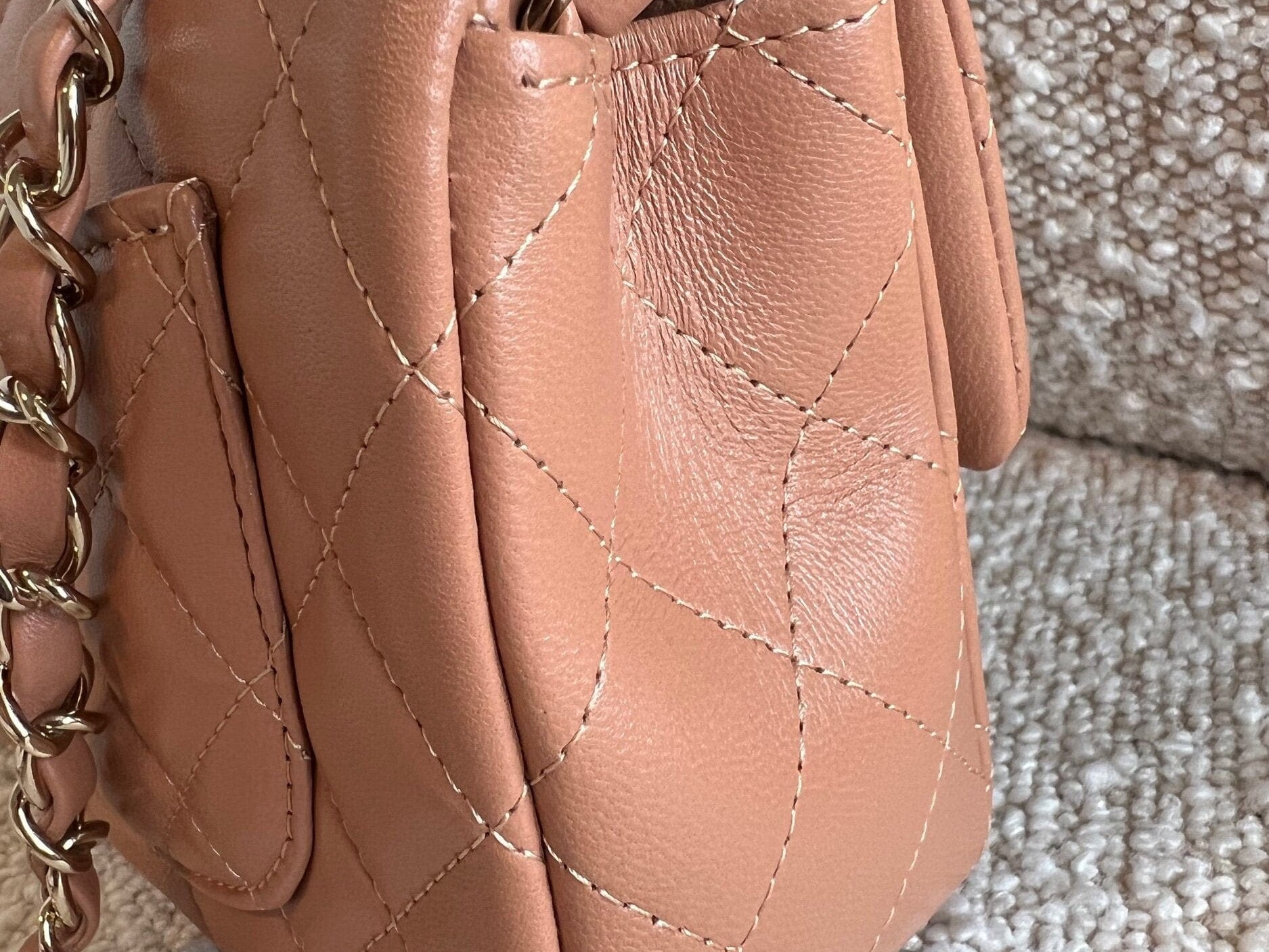 CHANEL Handbag 21P Mini Rectangular Caramel Lambskin Quilted Flap LGHW - Redeluxe