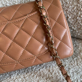 CHANEL Handbag 21P Mini Rectangular Caramel Lambskin Quilted Flap LGHW - Redeluxe