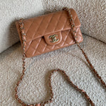 CHANEL Handbag 21P Mini Rectangular Caramel Lambskin Quilted Flap LGHW - Redeluxe