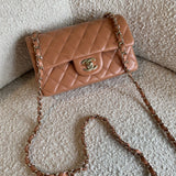 CHANEL Handbag 21P Mini Rectangular Caramel Lambskin Quilted Flap LGHW - Redeluxe