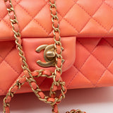 CHANEL Handbag 21P Mini Top Handle Orange Ombre Lambskin Quilted Aged Gold Hardware - Redeluxe