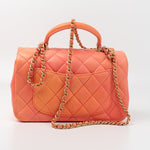 CHANEL Handbag 21P Mini Top Handle Orange Ombre Lambskin Quilted Aged Gold Hardware - Redeluxe