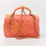 CHANEL Handbag 21P Mini Top Handle Orange Ombre Lambskin Quilted Aged Gold Hardware - Redeluxe