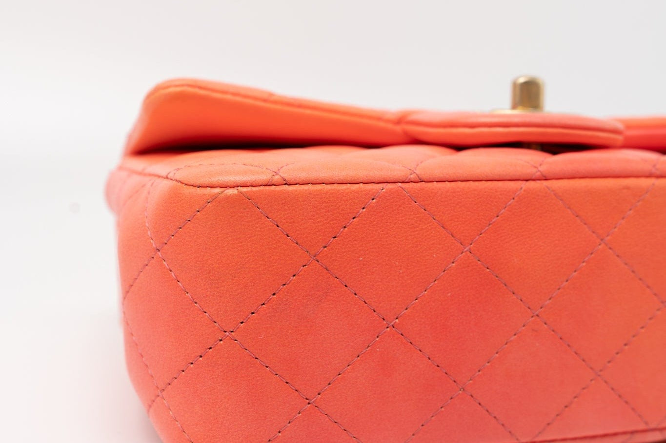 CHANEL Handbag 21P Mini Top Handle Orange Ombre Lambskin Quilted Aged Gold Hardware - Redeluxe